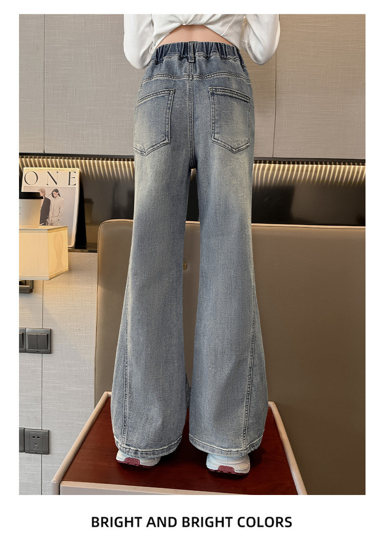 Men's Clothing Vintage Blue Flared Jeans For Kids - Stretchable Waistband, Comfortable Denim Fabric, Unisex Design For Boys & Girls (120cm-170cm)_voghion.com