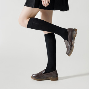 Black Shallow Socks Women's Japanese Style jk Solid Color High Socks Autumn and Winter Korean Style Internet Celebrity Fashion College Style Pressure Skinny Shallow Socks