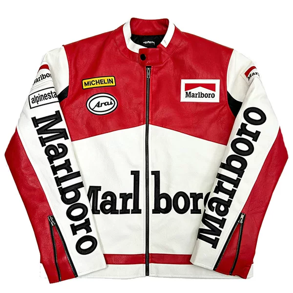 2026 Spring and Autumn New Ferrari Leather Jacket Harley Motorcycle Riding Jacket Embroidered Windproof and Rainproof Couple's Trendy Cool Jacket