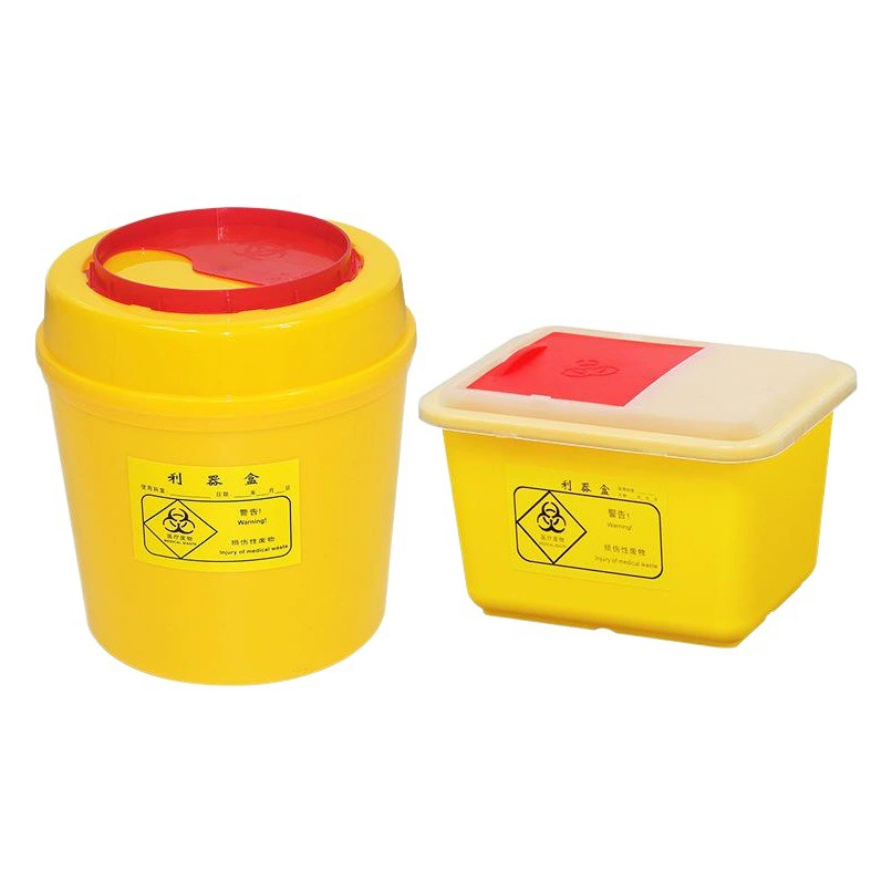 Круглая острая коробка 1L Желтая небольшая бочка для отходов Санитарная острая коробка 2L Больничное отделение клиники 3L
