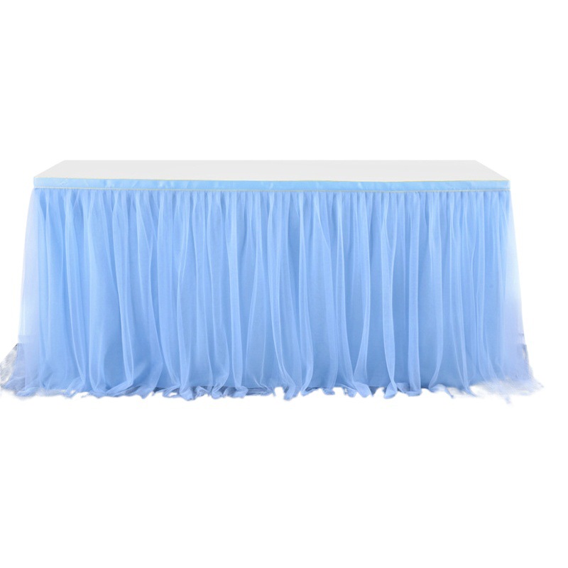 Tulle Table Skirt Wedding Table Cover Tutu Gauze Table Skirt Cake Table Decoration Birthday Supplies Party Table Skirt with Lighting Effect