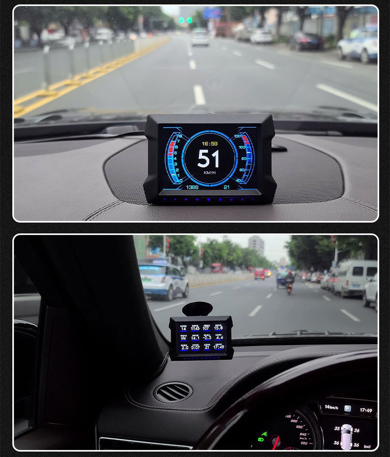 3.5inch Car-Mounted Hud Head-Up Display Obd2+Gps+Slope Meter Three-In-One Lcd Display Powered by Obd