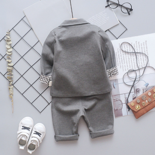 Children's spring suit, boy's suit, autumn long-sleeved baby suit, three-piece suit for baby boy, handsome and trendy clothes