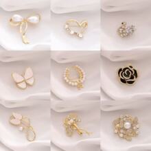 山茶花胸花珍珠花朵动物高级感蝴蝶胸针小香风别针外套服饰配件