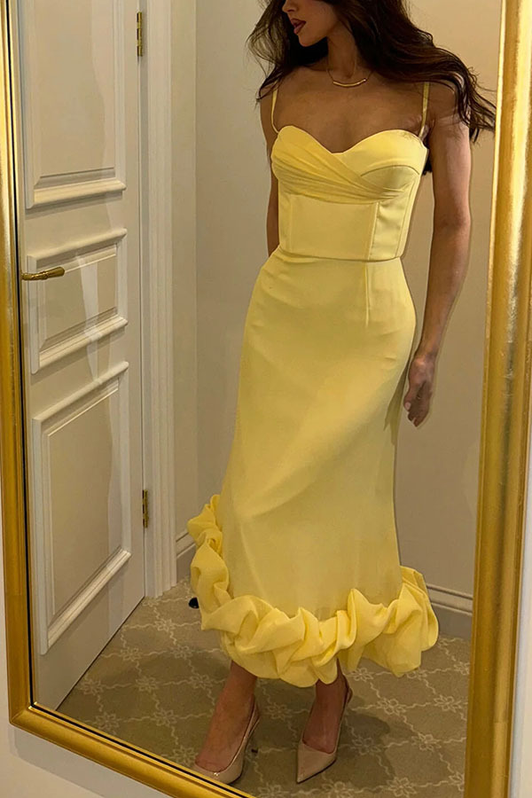 Elegant Solid Colour Strap Dress For Women Slim Fit Swing Style_voghion.com