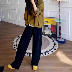 黑色弯刀裤女秋季新款胖妹妹mm梨形身材高腰宽松显瘦阔腿运动卫裤
