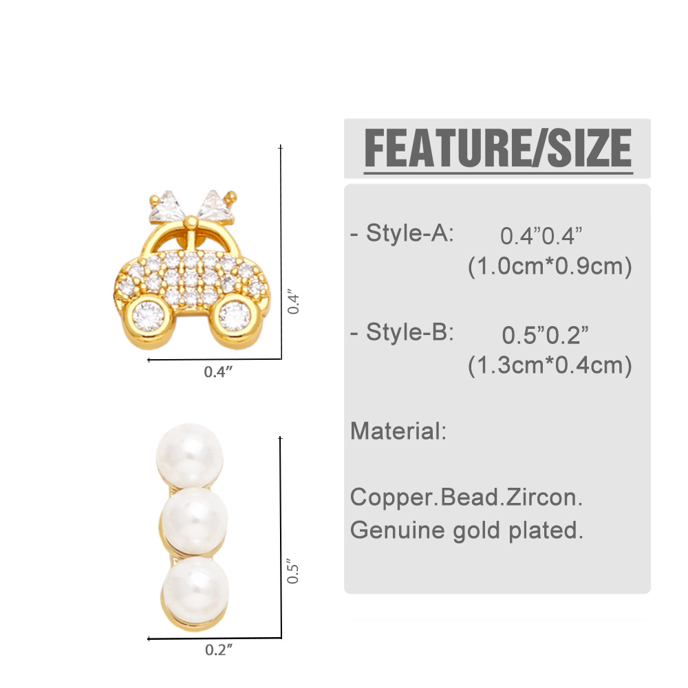 Fashion Crown Copper Ear Studs Inlay Pearl Zircon Copper Earrings