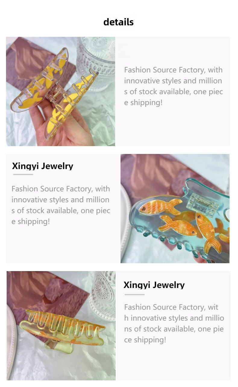 Advanced Sense Fun Goldfisch-Tank-Clip Nischendesign Niedliche Goldfisch-Essigsäure-Haarnadel Mittlerer Hai-Clip Haar-Accessoires_voghion.com