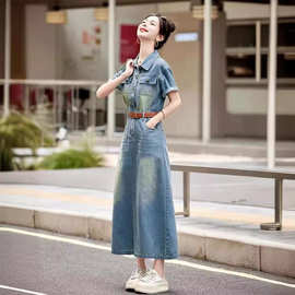 夏季气质牛仔长款连衣裙2026年新款女夏季小众设计感到脚踝