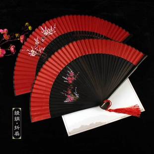 Ancient Fan Foldableing Fan Chinese Style Kidsren Dancing Ladies Red Classical Han Dynasty Cheongsam Foldableing Fairy Fan Factory