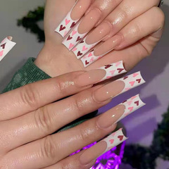 Wear nail art, nail stickers, Valentine's Day nail art, French nail art, heart nail art, long heart nail art