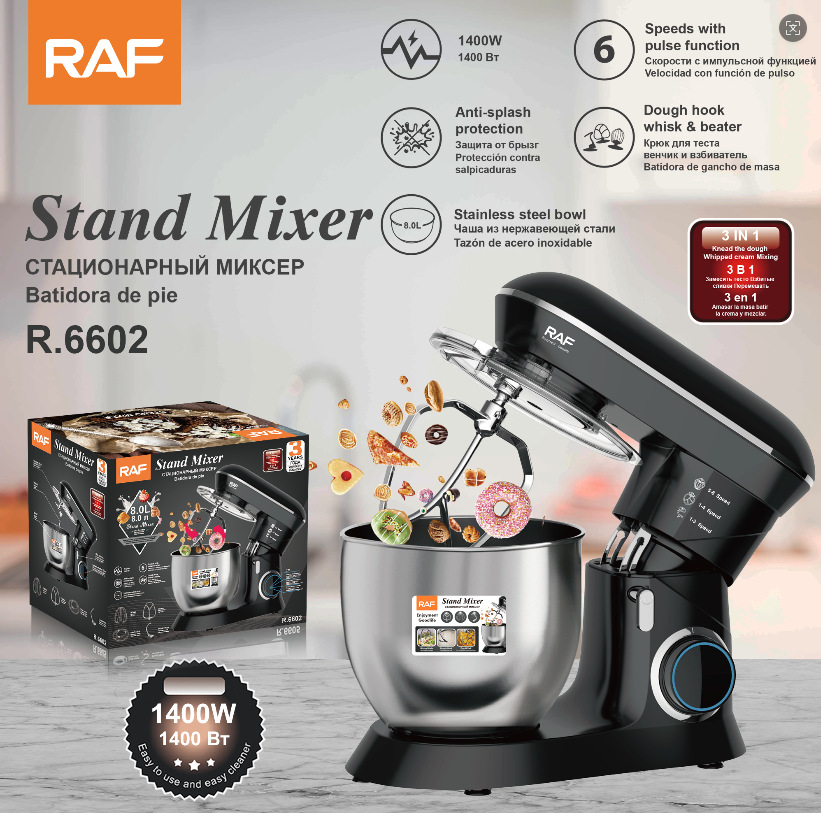 RAF chef machine, stainless steel, high-power dough kneader