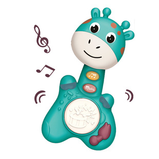 Cross-border Early Childhood Education Cartoon Deer Hand Drum Guitar with Light Music Baby Fun Educational Toys