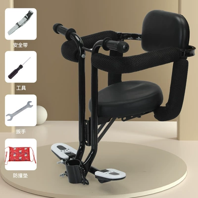 Battery car universal baby seat electric car child safety mount scooter child stool free binding chair (Electric car child seat) - black-016-full-backrest