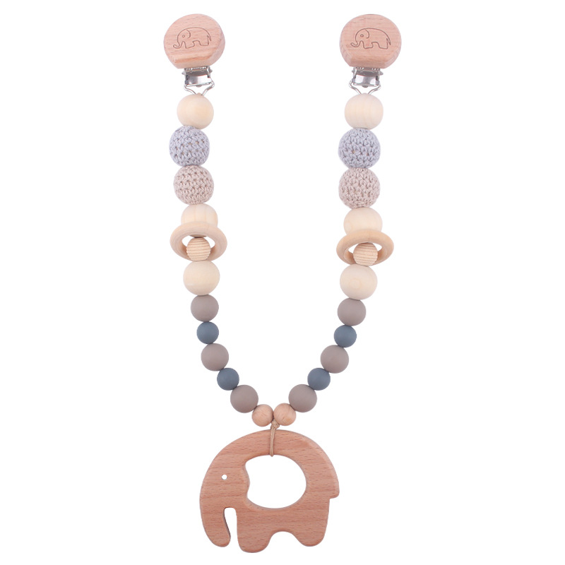 Nuevo bebé suministros de dibujos animados animal patrón Haya clip calmante bebé chupete cadena coche colgando mordedor conjunto de tres piezas