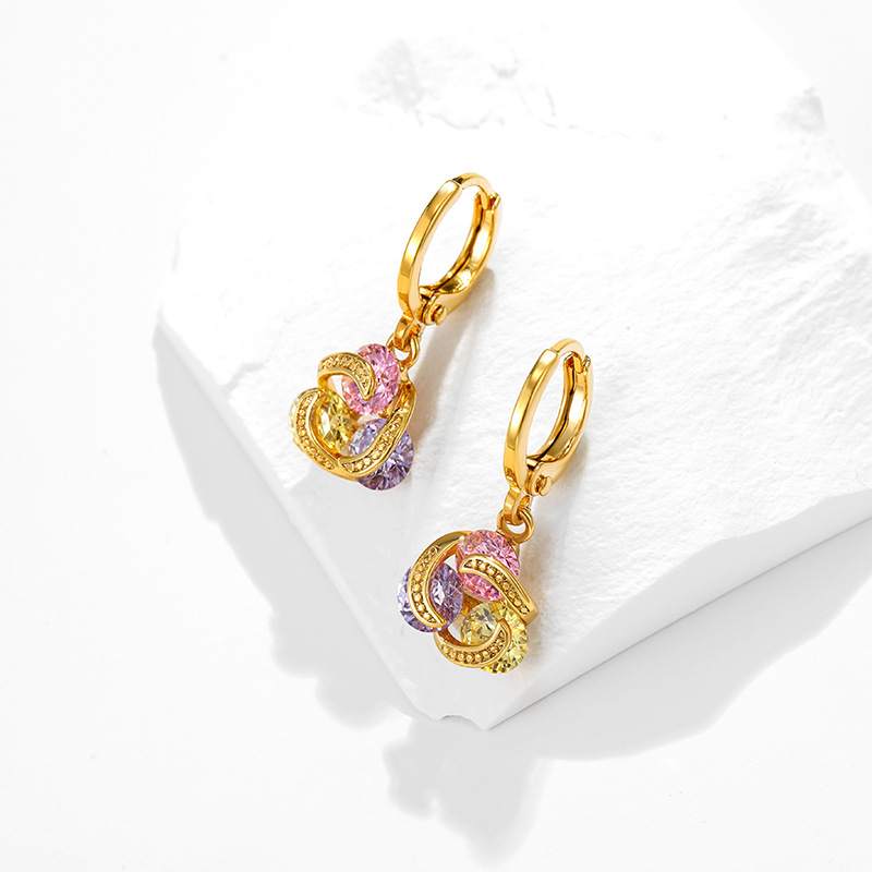 Xuping Pendientes largos con piedras de imitación – bisutería elegante, estilo vintage chapado en oro