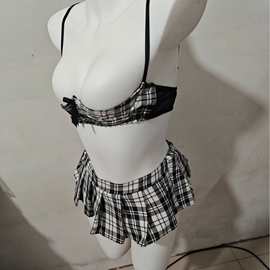 情趣内衣性感学生装钢圈JK制服格子裙角色扮演火辣激情纯欲短裙套