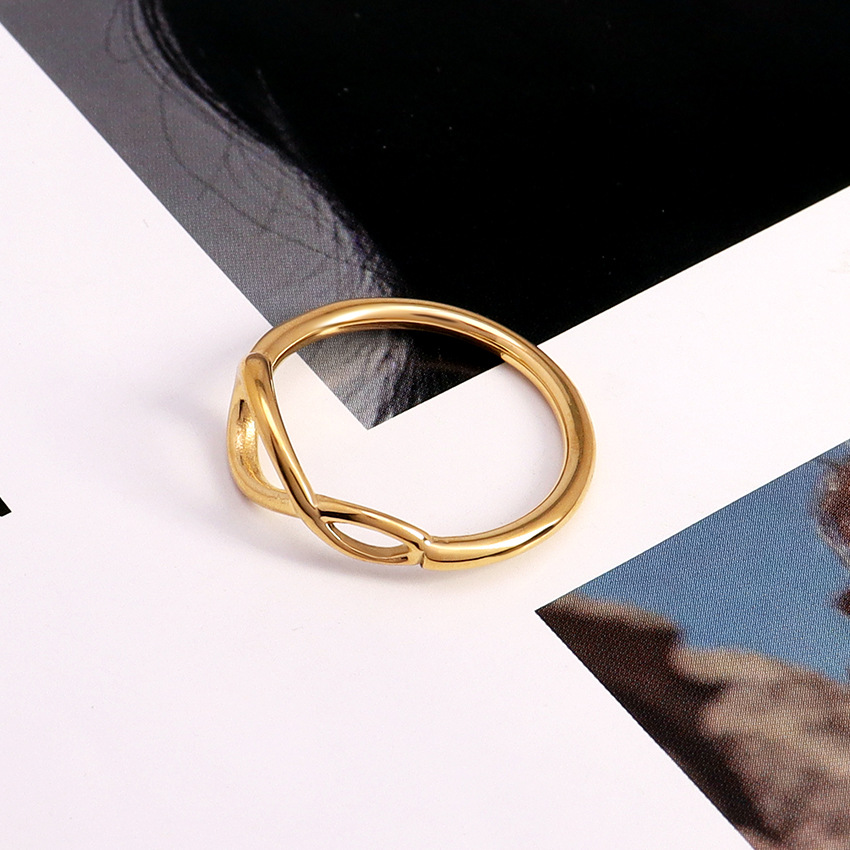 Infinity Pattern Wholesale Jewelry Casual Simple Style Infinity 304 Stainless Steel 18K Gold Plated Hollow Out Rings