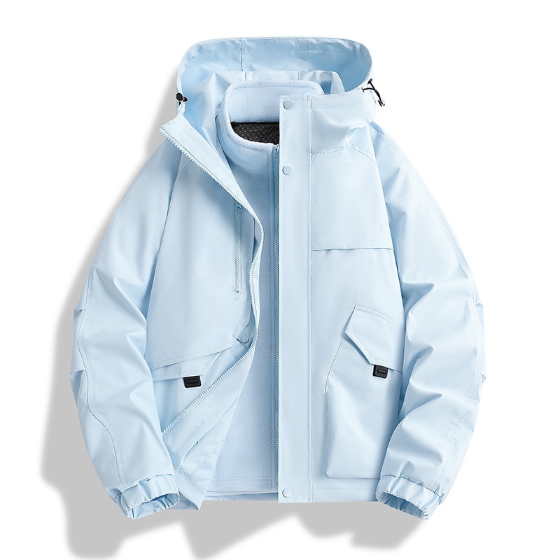 Couple's outdoor jacket for men and women, three-in-one detachable two-piece set, windproof, waterproof, and warm mountaineering clothing