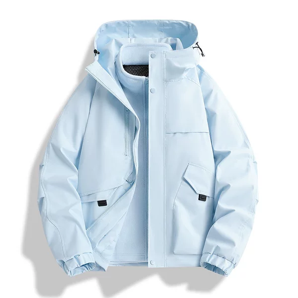 Couple's outdoor jacket for men and women, three-in-one detachable two-piece set, windproof, waterproof, and warm mountaineering clothing
