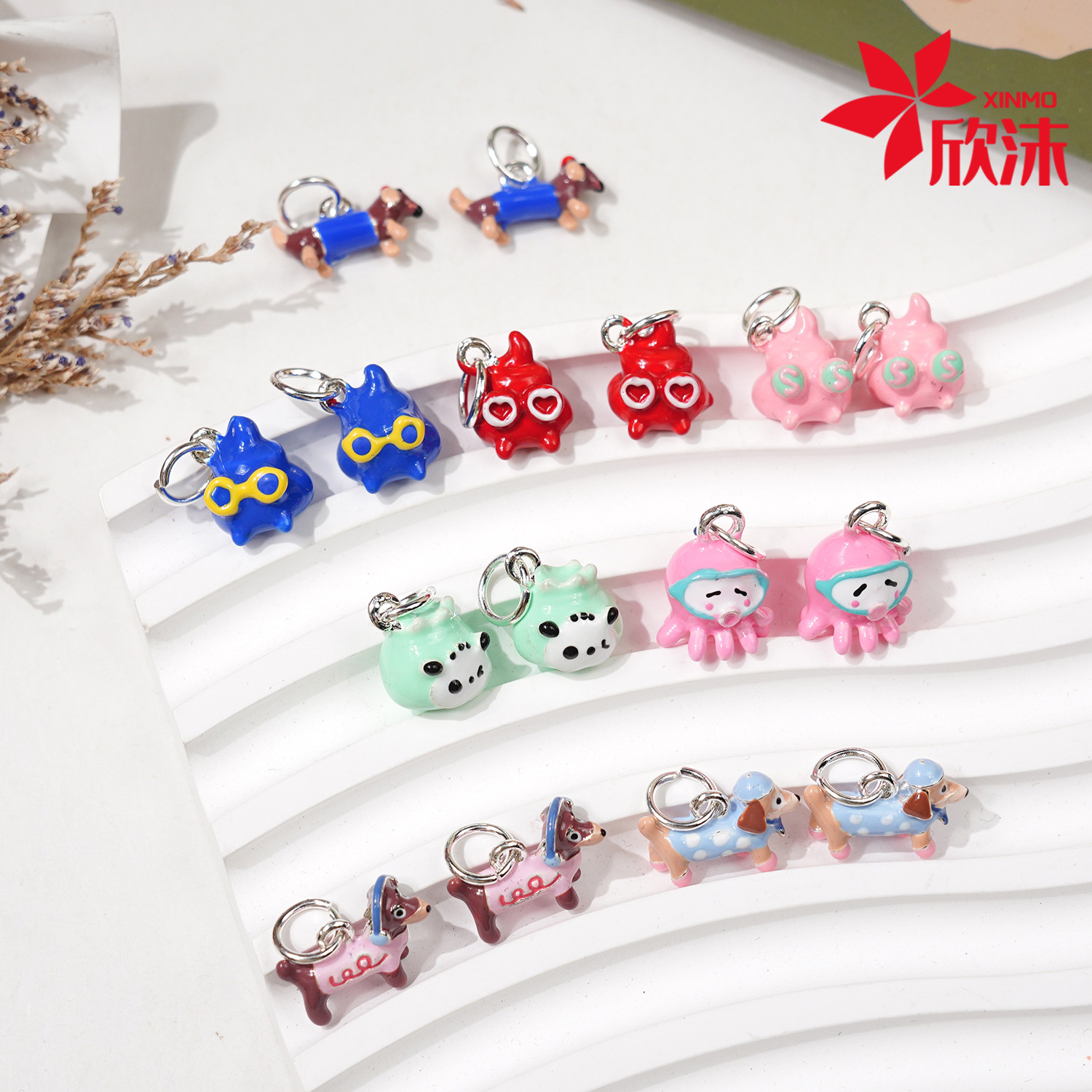 닥스 훈트 귀여운 만화 펜던트 DIY 액세서리 팬더 문어 구슬 팔찌 목걸이 펜던트