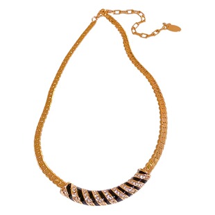 European and American Metal Heavy Industry Design Necklace Vintage Classic Striped Clavicle Chain Necklace Chain Trendy Diamond-studded Luxury Women's Necklace