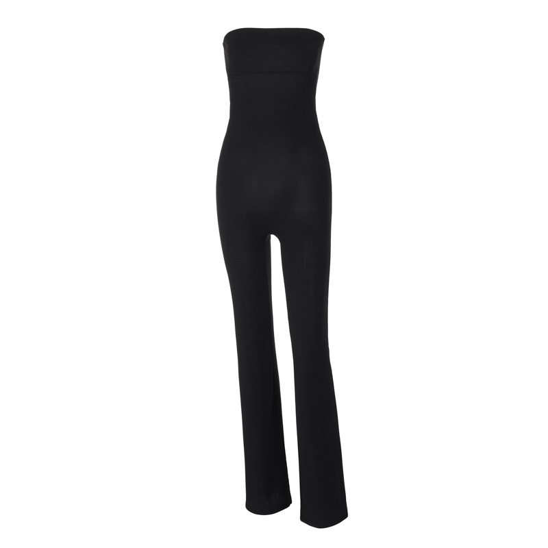 Women Clothing Spring Summer Slim Solid Color Tube Top Jumpsuit