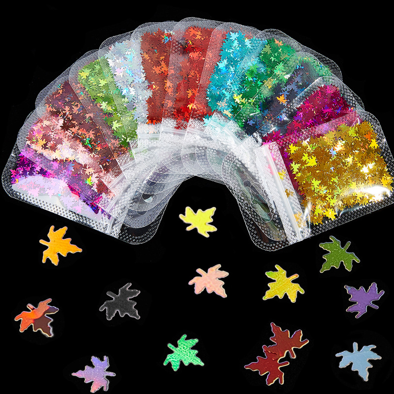 Foreign trade hot Thanksgiving maple leaf sequins wear nail glitter powder nail polish glue nail accessories bag Foreign trade hot Thanksgiving maple leaf sequins wear nail glitter powder nail polish glue nail accessories bag