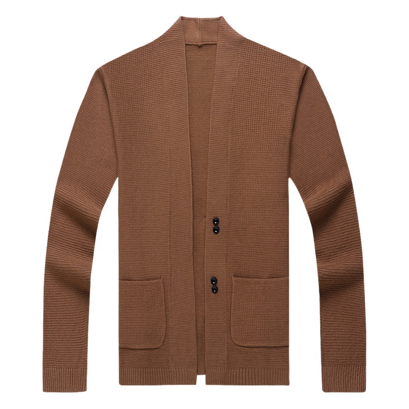 Primavera y otoño nuevos hombres suéter moda color sólido suéter cardigan de manga larga de punto casual chaqueta de los hombres al por mayor