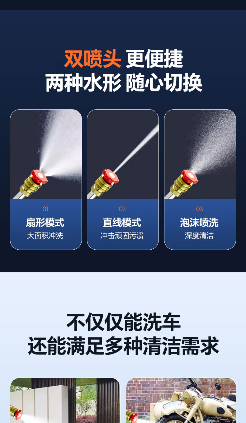 Wireless car washing machine household portable lithium battery car washing high pressure water gun charging high power watering car washing water gun