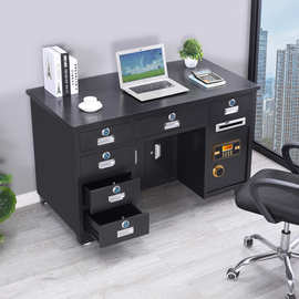 全钢抽屉保险桌办公桌带保险柜箱家用桌子一体小型投币财务桌保险