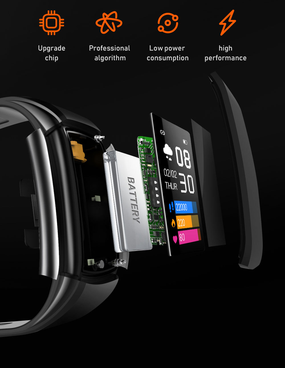 Title 4, Braccialetto CT6 Smart Motion Meter Step Scherm...