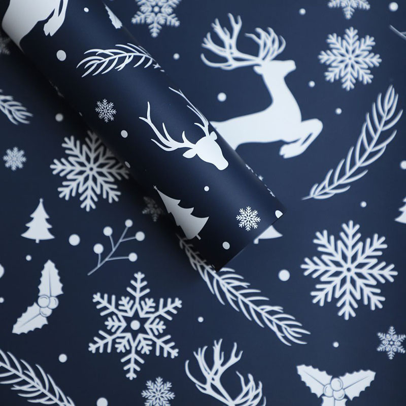 Material de ramo navideño de doble cara impresión en color bolsa kraft papel de flores caja de regalo papel de regalo de navidad