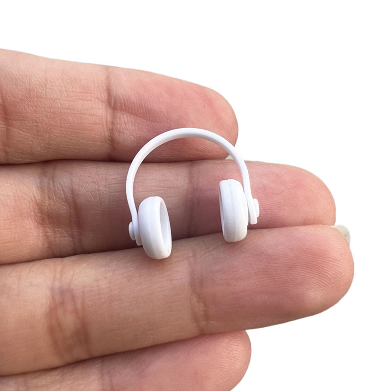 1:12 Dollhouse mini sala de ordenadores escena Accesorios negro/rojo auriculares pequeño y exquisito