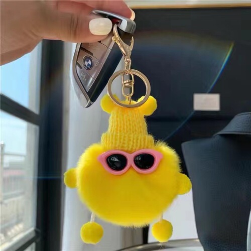 Factory wholesale imitation rex rabbit fur small briquettes keychain bag cute doll pendant cartoon plush doll pendant