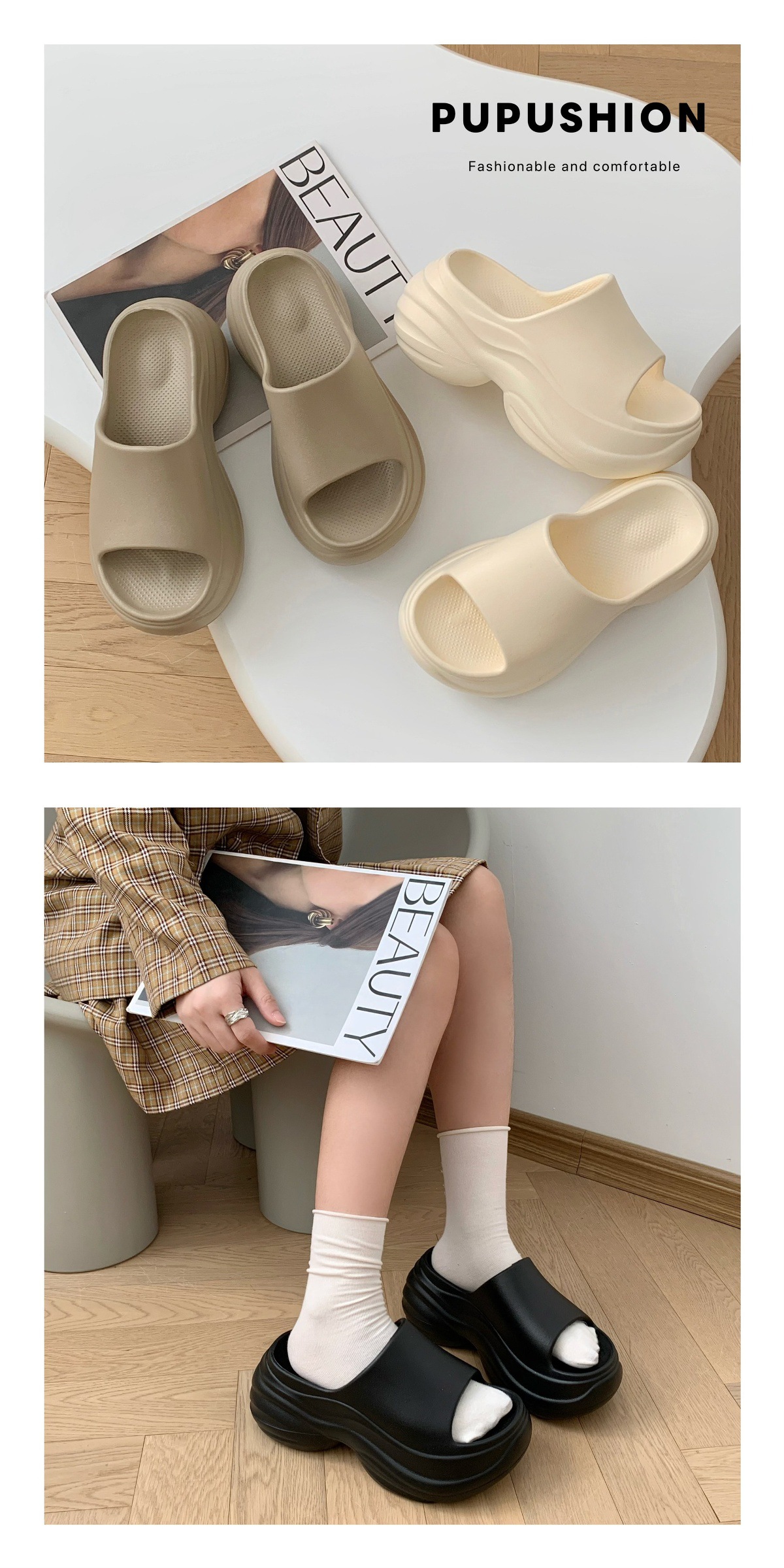 Women's Summer Slippers EVA Non-Slip Thick Soled Height Increasing Fashionable Versatile Home Wear High-End_vogvips.com