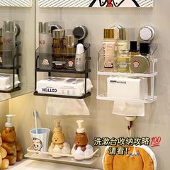浴室棚吸盤壁掛け穴なしティッシュ棚トイレ洗面台スキンケア洗面タオル収納ケース