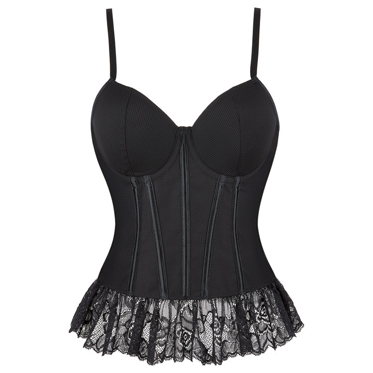 Hanger con taza hilo de malla ventilada de encaje sexy cintura falda de soporte de pecho ropa de forma de cuerpo fuente de moneda rápida