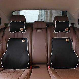Car headrest lumbar support set Four Seasons car memory cotton neck protection Black headrest waist protection red cushion office