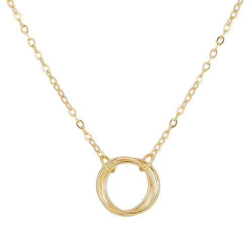 Under the Banyan Tree S925 Silver Minimalist Hollow Circle Necklace Female Niche Versatile Fashion Circle Necklace Accessories Cold Style