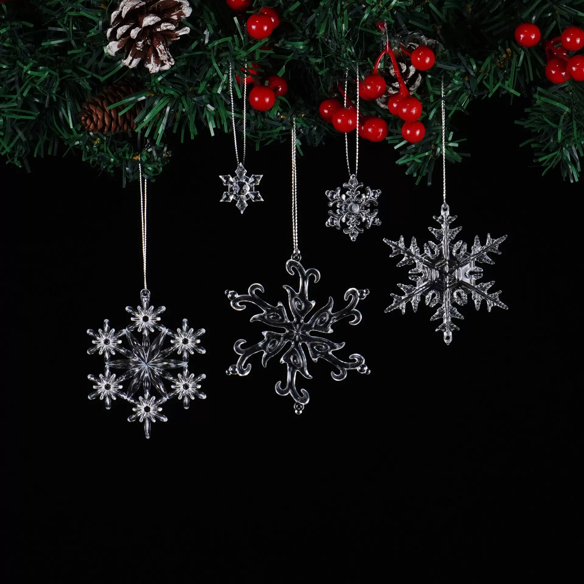 亚克力透明冰晶雪花圣诞节装饰挂件圣诞创意雪花圣诞氛围雪花装饰