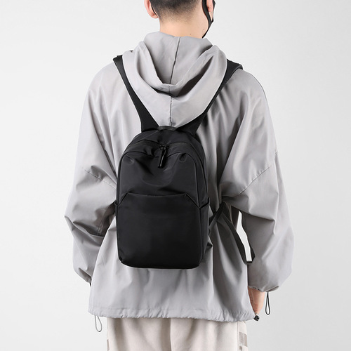 Cross-border Hong Kong style casual solid color backpack outdoor travel lightweight small backpack Japanese trendy men's solid color backpack