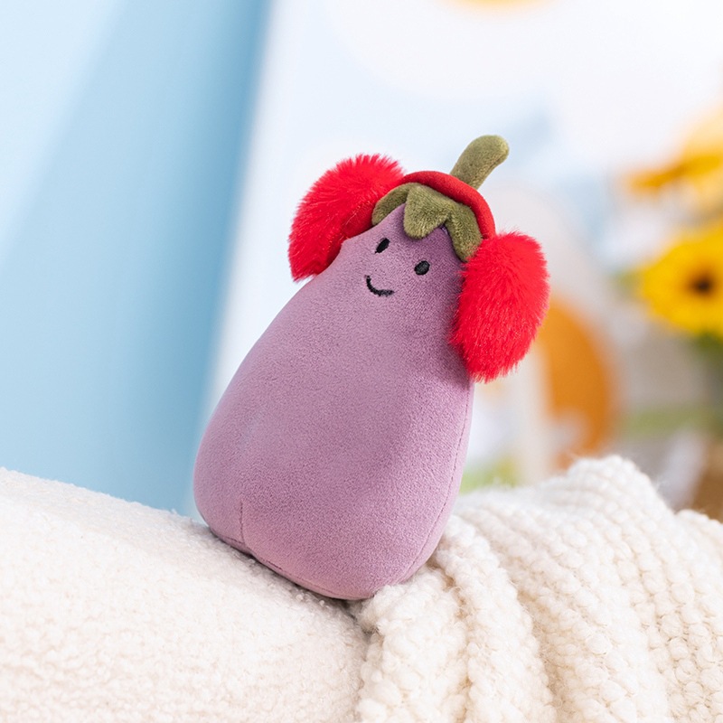 Divertido muñeco de gota de lluvia feliz muñeco muñeco de peluche orejeras de Halloween berenjena manta vampiro berenjena
