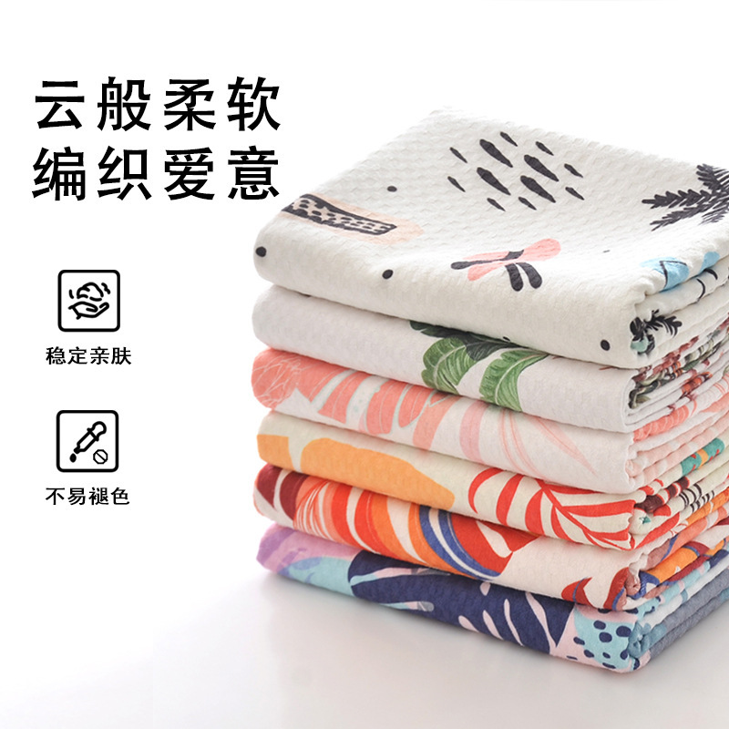 Factory Direct Sales Cross-Border Microfiber Digital Printing Waffle Bath Towel Personalized Pattern Design Seaside Beach Towel