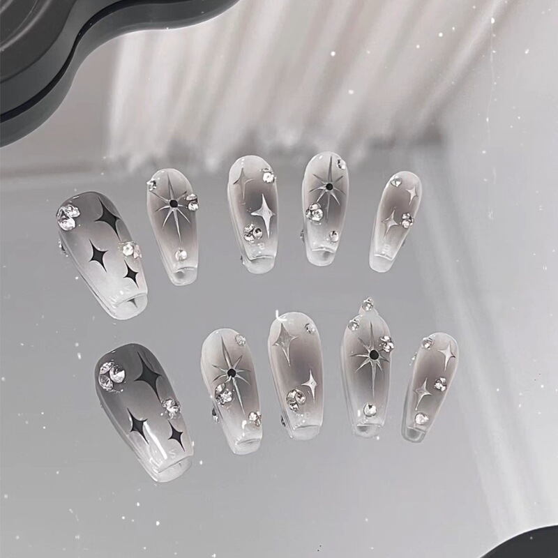 Galaxy Nail Wearable Nails 2023 Summer New Style Simple Design Cross Little Red Book Wholesale Gold Foil Nails