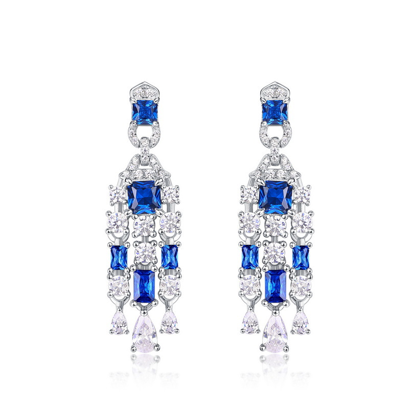 Wilsheng joyería europea y americana retro s925 plata de alto carbono diamante pendientes largos de las mujeres elegantes pendientes del todo-fósforo
