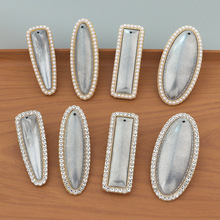 宋锦创意镶钻镶珍珠发夹多款式底胚贴布合金饰品底托配件厂家批发