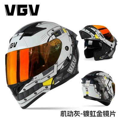 Autumn and Winter, Suitable for: Motosiklet dəbilqələri - m-mobile-gray-red-gold-plated-mirror-no-gift-included