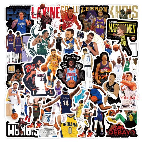 50~100张NBA球星超级巨星涂鸦贴纸汽车行李箱水杯滑板车贴纸批发