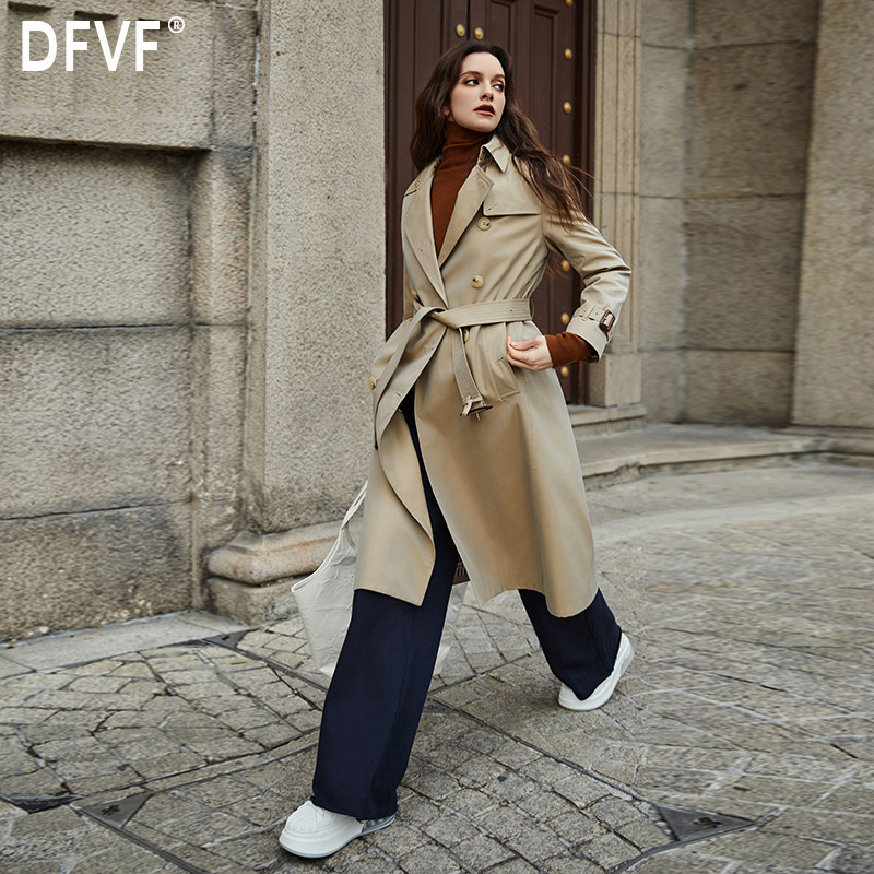 DFVF Yi element 2025 spring and autumn new Quan Zhixian with long gabardine waterproof anti-wrinkle trench coat women